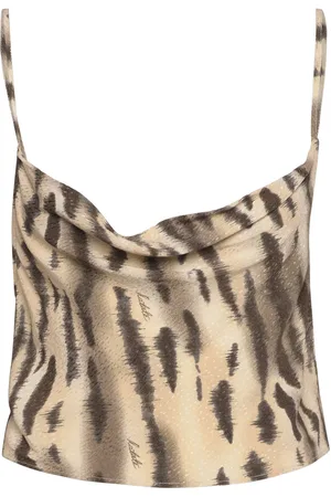ROTATE Fine Jacquard Strap Top Beige