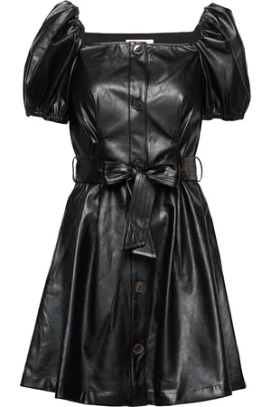 Designers Remix Button Detailed Leather Free Leather Dress