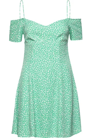 Calvin Klein Off Shoulder Mini Dress Green