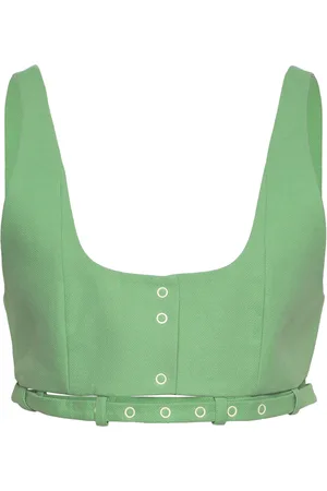 Ganni Cotton Suiting Top Green