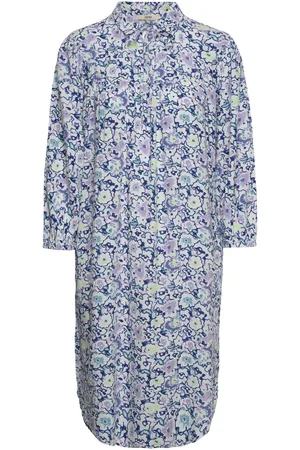 ESPRIT Viscose Midi Dress With All-Over Print Blue