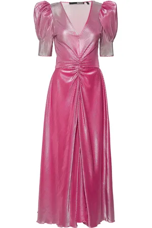 ROTATE Gradient Plissé Dress Pink
