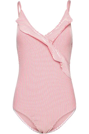 Beck Söndergaard Striba Bly Frill Swimsuit Coral