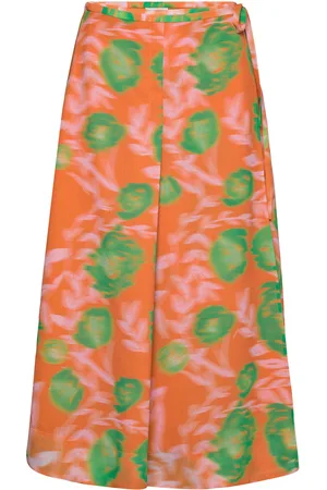 Ganni Printed Light Crepe Orange