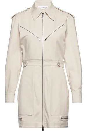 Victoria Beckham Zip Detail Utility Dress Cream