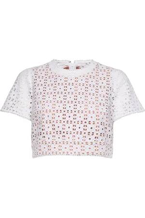 Michael Kors Eyelet Crop Cap Slv Top