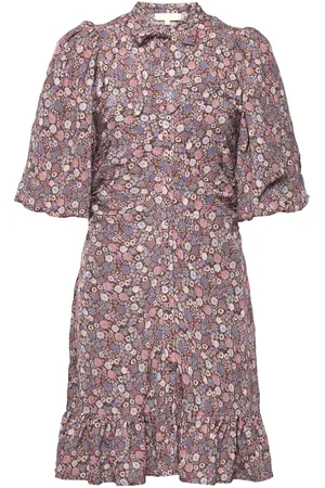by Ti Mo Jacquard Puffed Mini Dress Burgundy
