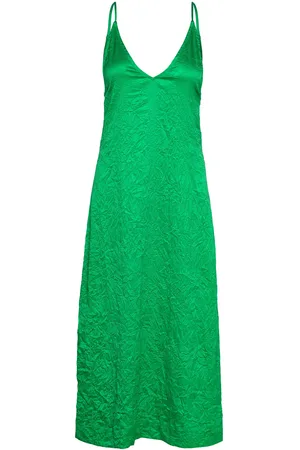 Ganni Crinkled Satin Green