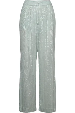 ROTATE Sequins Low Waist Pants Silver