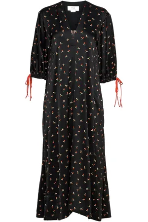 Victoria Beckham Puff Sleeve Maxi Dress Black