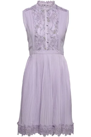 French Connection Abibi Embroidered High Nk Drs Purple
