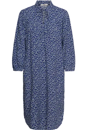 ESPRIT Viscose Midi Dress With All-Over Print Blue