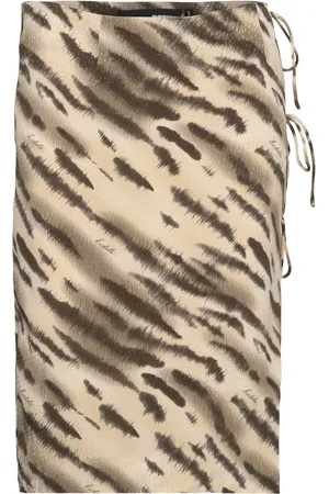 ROTATE Light Jacquard Midi Skirt Beige