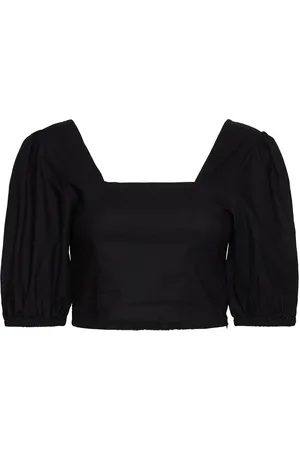 Minus Shelba Cropped Linen Blouse 4 Black