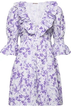 by Ti Mo Linen V-Neck Dress Purple