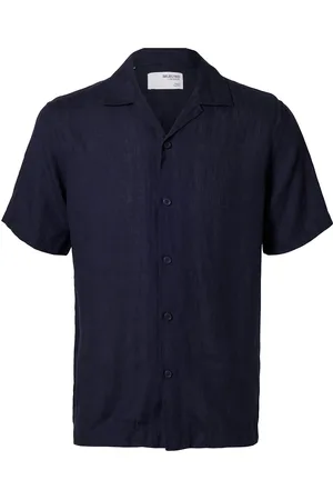 SELECTED Slhrelaxkylian Mix Ss Shirt Resort Navy