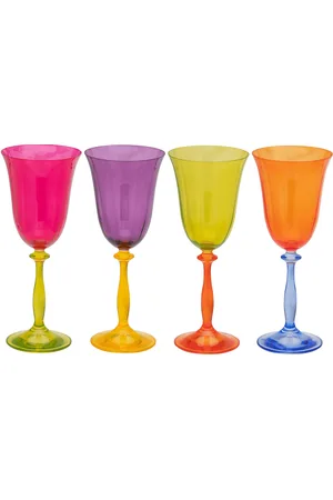 ANNA + NINA Multicoloured Wine Glass Set Of 4 Patterned
