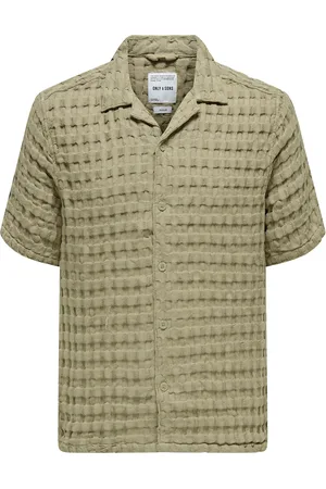 Only & Sons Onsbraddock Reg Ss Resort Waffle Shirt Green