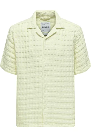Only & Sons Onsbraddock Reg Ss Resort Waffle Shirt Yellow