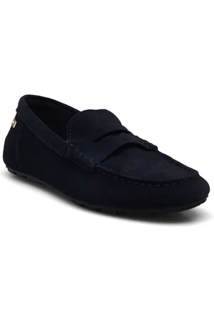 Tommy Hilfiger Flag Soft Suede Driver Loafer Navy