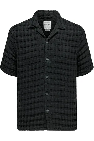 Only & Sons Onsbraddock Reg Ss Resort Waffle Shirt Black