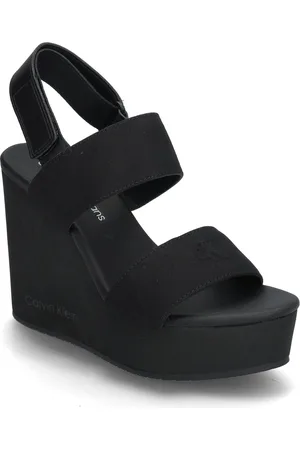 Calvin Klein Wedge Sandal Webbing In Black