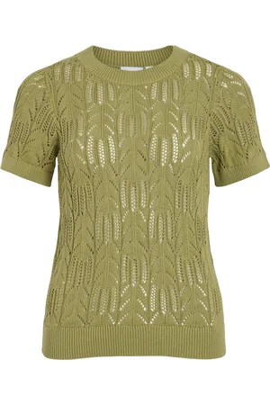 VILA Vicotti S/S O-Neck Knit Top - Noos Khaki