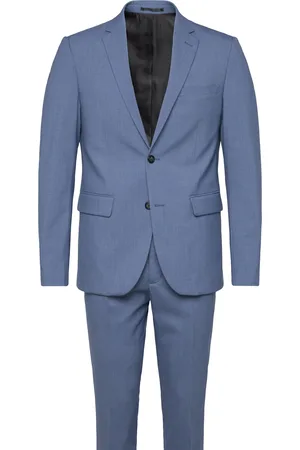 Lindbergh Plain Mens Suit - Normal Length Blue