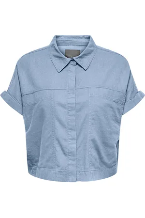 ONLY Carcaro S/S Linen Bl Boxy Shirt Blue