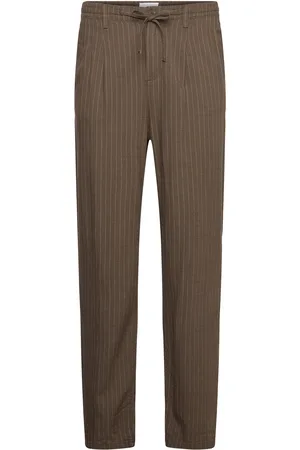 Lindbergh Linen Woven Striped Pants Green