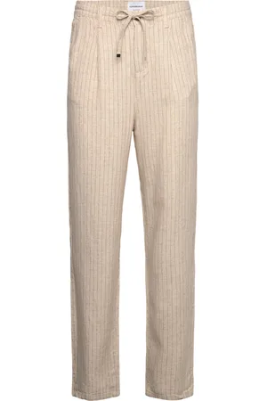 Lindbergh Linen Woven Striped Pants Beige