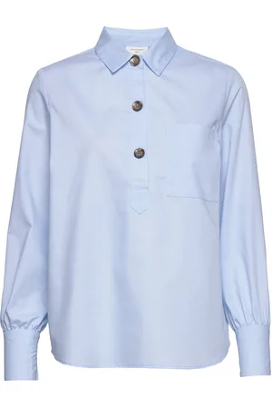 Freequent Shirt From Freequent In A Beautiful Material. The Shirt Has A Simple Silhouette Blue