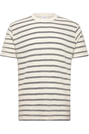 Lindbergh Striped Structured O-Neck Tee S/S Beige