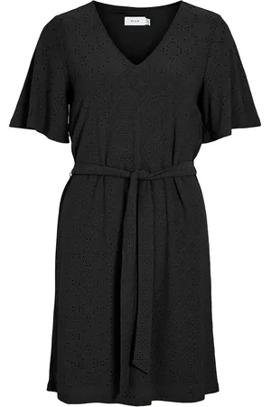 VILA Vikally V-Neck S/S Short Dress Black