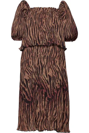 Ganni Pleated Georgette Brown