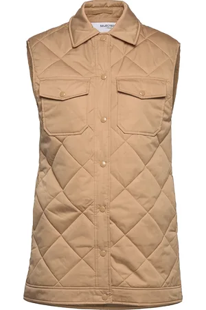 SELECTED Slftinna Long Quilted Vest Beige