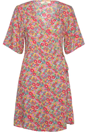 Rip Curl Las Dalias Ditsy Wrap Dress Pink