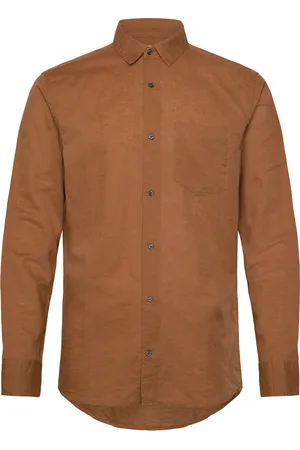 Calvin Klein Linen Cotton Regular L/S Shirt Brown