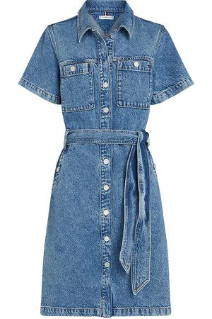 Tommy Hilfiger Dnm Ss Knee Belted Dress Blue
