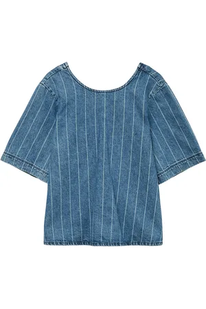 VERO MODA Vmtrille Ss Stried Tie Shirt Blue
