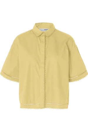 SELECTED Slfnovi Ss Crochet Detail Shirt B Yellow