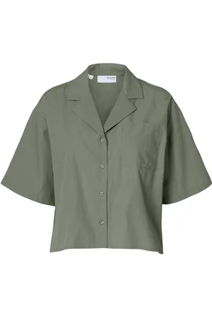 SELECTED Slfblair Ss Cropped Shirt B Khaki