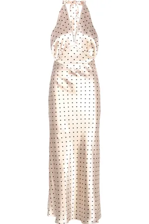 Bardot Citron Polka Dot Midi Dress Cream
