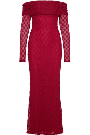 Bardot Adoni Off Shoulder Maxi Dress Red