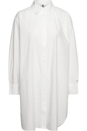 Tommy Hilfiger Org Co Solid Knee Shirt Dress White