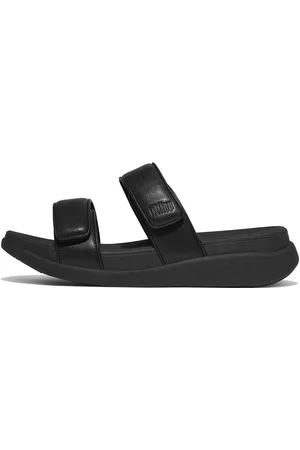 FitFlop F-Mode Go Adjustable Flatform Two-Bar Slides Black