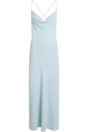 Calvin Klein Crepe Low Back Drape Dress Blue