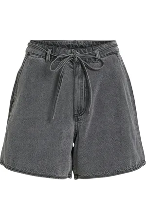 VILA Vikiki Hw Belt Denim Shorts Dgd Black