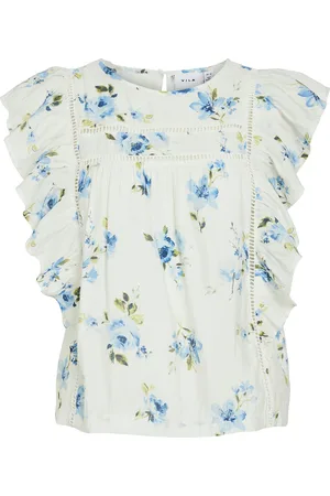 VILA Viprinted O-Neck S/L Top/Ka White