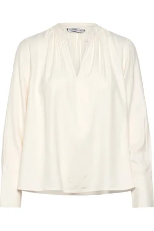 Tommy Hilfiger Soft Viscose V-Neck Ls Blouse White
